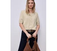 Cardigan STREET ONE, Damen, Gr. 42, smoke beige meliert, Strick, Obermaterial: 60% Viskose, 40% Baumwolle, unifarben, normal hüftbedeckend, Rundhals, Bündchen, Strickjacken, Kurzarm-Cardigan mit Rundh