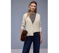 Street One Cardigan Damen Kuscheliger V‑Ausschnitt 37% Baumwolle Beige meliert Gr. 42