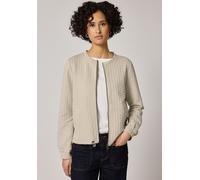 Cardigan STREET ONE, Damen, Gr. 42, cotton beige, Stoff, 70% Polyester, 25% Viskose, 5% Elasthan, Strukturmuster, normal normal, Rundhals, Bündchen, Strickjacken, mit Struktur (50740134-42) cotton bei