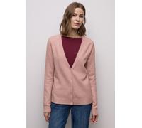 Cardigan STREET ONE, Damen, Gr. 42, faded rose meliert, Web, 37% Baumwolle, 34% Polyacryl, 26% Polyester, 3% Elasthan, unifarben, normal normal, V-Ausschnitt, Rippbündchen, Strickjacken, mit V-Ausschn