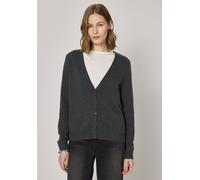 Cardigan STREET ONE, Damen, Gr. 42, gravel grau meliert, Web, 37% Baumwolle, 34% Polyacryl, 26% Polyester, 3% Elasthan, unifarben, normal normal, V-Ausschnitt, Rippbündchen, Strickjacken, mit V-Aussch