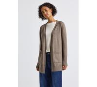 Cardigan STREET ONE, Damen, Gr. 42, mocha dream meliert, Web, 37% Baumwolle, 34% Polyacryl, 26% Polyester, 3% Elasthan, unifarben, normal hüftbedeckend, ohne Ausschnitt, Bündchen, Strickjacken, soft u