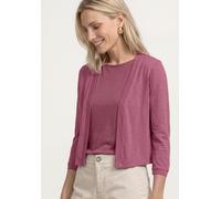 Cardigan STREET ONE, Damen, Gr. 42, schwarz clouded blush, Stoff, 91% Viskose, 9% Elasthan, unifarben, comfort fit normal, ohne Ausschnitt, normaler Saum, Strickjacken, mit 3/4 Ärmeln (64768040-42) sc