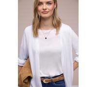 Cardigan STREET ONE, Damen, Gr. 42, weiß, Stoff, 65% Polyester, 35% Viskose, unifarben, normal normal, ohne Ausschnitt, elastischer Bund, Strickjacken, bestehend aus einem Materialmix (24615009-42) we