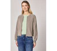 Cardigan STREET ONE, Damen, Gr. 44, beige (light terra mocha), Stoff, 46% Modal, 46% Polyester, 8% Elasthan, unifarben, normal normal, Rundhals, Bündchen, Strickjacken, aus elastischem Materialmix (68