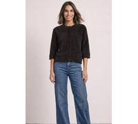 Cardigan STREET ONE, Damen, Gr. 44, braun (schwarz coffee), Grobstrick, 55% Polyester, 45% Baumwolle, unifarben, comfort fit normal, Rundhals, abgesteppt, Strickjacken, mit Rundhalsausschnitt (1732290