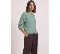 Cardigan STREET ONE, Damen, Gr. 44, grün (eucalyptus grün), Grobstrick, 55% Polyester, 45% Baumwolle, unifarben, comfort fit normal, Rundhals, abgesteppt, Strickjacken, mit Rundhalsausschnitt (4508401