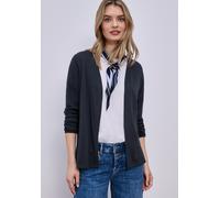 Cardigan STREET ONE, Damen, Gr. 44, shadowed navy, Stoff, 65% Polyester, 35% Viskose, unifarben, normal normal, ohne Ausschnitt, elastischer Bund, Strickjacken, bestehend aus einem Materialmix (145130