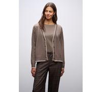 Street One Frauen Cardigan mit Kontrastdetails in Braun, Gr: 46