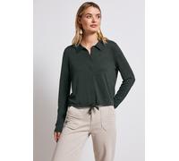 Cardigan STREET ONE, Damen, Gr. 46, grün (pine grove grün), Stoff, 80% Polyester, 20% Viskose, unifarben, normal normal, hoch geschlossener Ausschnitt, Bündchen, Strickjacken, mit Knopfleiste (4973826