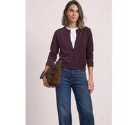Cardigan STREET ONE, Damen, Gr. 46, lila (rustic rouge meliert), Stoff, 80% Viskose, 15% Polyester, 5% Elasthan, unifarben, normal normal, Rundhals, Rippbündchen, Strickjacken, aus softem Materialmix 