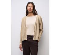 Cardigan STREET ONE, Damen, Gr. 46, sanded beige meliert, Stoff, 30% Polyester, 29% Polyacryl, 21% Viskose, 20% Nylon, unifarben, normal normal, V-Ausschnitt, Rippbündchen, Strickjacken, mit V-Ausschn