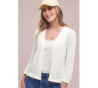 Cardigan STREET ONE, Damen, Gr. 46, sanftes weiß, Stoff, 49% Polyester, 41% Baumwolle, 10% Viskose, unifarben, normal normal, ohne Ausschnitt, Bündchen, Strickjacken, aus elastischem Materialmix (7583