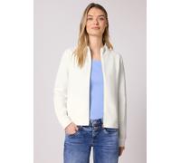 Cardigan STREET ONE, Damen, Gr. 46, sanftes weiß, Web, 100% Baumwolle, unifarben, normal normal, hoch geschlossener Ausschnitt, Bündchen, Strickjacken, aus reiner Baumwolle (49518635-46) sanftes weiß