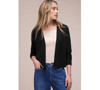 Cardigan STREET ONE, Damen, Gr. 46, schwarz, Stoff, 60% Viskose, 40% Polyester, unifarben, comfort fit normal, ohne Ausschnitt, normaler Saum, Strickjacken, in Unifarbe (31296661-46) schwarz
