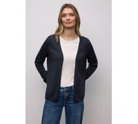 Cardigan STREET ONE, Damen, Gr. 46, shadowed navy, Stoff, 60% Viskose, 40% Baumwolle, unifarben, comfort fit normal, V-Ausschnitt, Bündchen, Strickjacken, mit Strick-Detail (53717518-46) shadowed navy