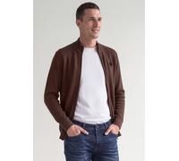 Cardigan STREET ONE MEN, Herren, Gr. M (40), maroon braun, Web, 100% Baumwolle, unifarben, normal normal, hoch geschlossener Ausschnitt, Rippbündchen, Strickjacken, mit Stehkragen (16225446-M) maroon