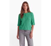 Cardigan STREET ONE STUDIO, Damen, Gr. 34, island grün meliert, Web, 40% Baumwolle, 37% Polyacryl, 20% Polyester, 3% Elasthan, unifarben, comfort fit normal, Rundhals, abgesteppt, Strickjacken, mit Kn