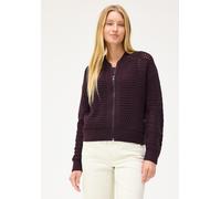 Cardigan STREET ONE STUDIO, Damen, Gr. 34, very berry, Web, 60% Baumwolle, 40% Polyacryl, unifarben, comfort fit normal, Rundhals, Rippbündchen, Strickjacken, Grobstrick (64636722-34) very berry