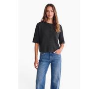 Cardigan STREET ONE STUDIO, Damen, Gr. 36, inked grau meliert, Web, 40% Baumwolle, 37% Polyacryl, 20% Polyester, 3% Elasthan, unifarben, comfort fit normal, Rundhals, abgesteppt, Strickjacken, mit Kno