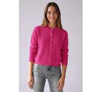 Cardigan STREET ONE STUDIO, Damen, Gr. 38, pink (ruby raspberry meliert), Web, 33% Polyester, 31% Polyacryl, 24% Baumwolle, 12% Polyamid, unifarben, regular fit normal, Rundhals, Bündchen, Strickjacke
