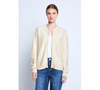 Cardigan STREET ONE STUDIO, Damen, Gr. 40, soft beige, Stoff, 66% Polyester, 27% Baumwolle, 5% Polyamid, 2% Elasthan, unifarben, normal normal, Rundhals, Rippbündchen, Strickjacken, Rundhalsausschnitt