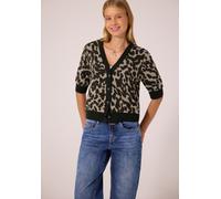 Kurzarm Jacke im Strick-Look mit Print