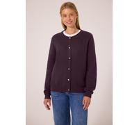 Cardigan STREET ONE STUDIO, Damen, Gr. 44, lila (very berry meliert), Stoff, 40% Baumwolle, 37% Polyacryl, 20% Polyester, 3% Elasthan, unifarben, comfort fit normal, Rundhals, Rippbündchen, Strickjack