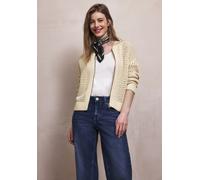 Cardigan STREET ONE STUDIO, Damen, Gr. 44, soft beige, Web, 60% Baumwolle, 40% Polyacryl, unifarben, comfort fit normal, Rundhals, Rippbündchen, Strickjacken, Grobstrick (61938724-44) soft beige