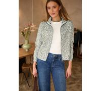 Cardigan STREET ONE STUDIO, Herren, Gr. 38, lichen grün, Stoff, 73% Polyester, 25% Viskose, 2% Elasthan, gemustert, normal normal, hoch geschlossener Ausschnitt, Rippbündchen, Strickjacken, mit Stehkr