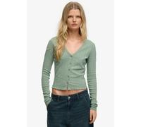 Cardigan SUPERDRY "ATH ESS POINTELLE CARDIGAN", Damen, Gr. S, light jade grün, Single Jersey, Obermaterial: 100% Baumwolle, unifarben, skinny fit taillenbedeckt, V-Ausschnitt, Strickjacken, Pointelle