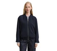 Cardigan TOM TAILOR, Damen, Gr. 46, lunar eclipse, Web, Obermaterial: 95% Polyester, 5% Elasthan. Futter: 100% Polyester, unifarben, bequem hüftbedeckend, Rundhals, Strickjacken, mit Stehkragen und Re