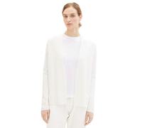 Cardigan TOM TAILOR, Damen, Gr. L (40), weiß (wollweiß), Strick, Obermaterial: 100% Baumwolle, unifarben, figurumspielend hüftlang, Strickjacken, mit feiner Struktur (17130748-L) wollweiß