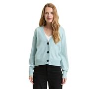Cardigan TOM TAILOR, Damen, Gr. XS, weiß moss melange, Strick, Obermaterial: 47% Polyester, 47% Viskose, 6% Polyamid, meliert, regular fit normal, V-Ausschnitt, Rippbündchen, Strickjacken, mit Rippbün