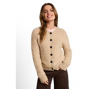 Cardigan TOM TAILOR, Damen, Gr. XXL, gravel beige melange, Strick, Obermaterial: 35% Polyester, 30% Baumwolle, 30% Polyacryl, 4% Wolle, 1% sonstige Fasern, unifarben, bequem hüftbedeckend, Rundhals, B