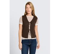 Cardigan TOM TAILOR DENIM, Damen, Gr. L, braun (cool schwarz braun melange), Strick, Obermaterial: 50% Polyester, 24% Polyacryl, 20% Polyamid, 6% Alpaka, meliert, Basic, V-Ausschnitt, Strickjacken (62