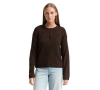 Cardigan TOM TAILOR DENIM, Damen, Gr. M, soft chocolate braun melange, Rippstrick, Obermaterial: 79% Polyacryl, 18% Polyester, 3% Elasthan, Strukturmuster, meliert, regular fit normal, Rundhals, gerad