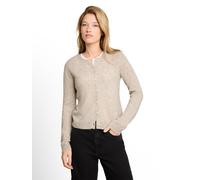 Cardigan TOM TAILOR DENIM, Damen, Gr. S, atmosphere beige melange, Strick, Obermaterial: 50% Polyester, 24% Polyacryl, 20% Polyamid, 6% Alpaka, meliert, Basic, Rundhals, Strickjacken (94115130-S) atmo