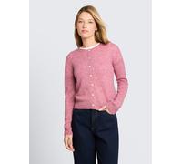 Cardigan TOM TAILOR DENIM, Damen, Gr. S, dusty berry melange, Strick, Obermaterial: 50% Polyester, 24% Polyacryl, 20% Polyamid, 6% Alpaka, meliert, Basic, Rundhals, Strickjacken (25453828-S) dusty ber