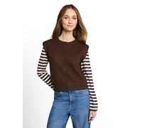 Cardigan TOM TAILOR DENIM, Damen, Gr. XS, braun (cool schwarz braun melange), Strick, Obermaterial: 52% Viskose, 27% Polyester, 21% Polyamid, meliert, relaxed fit taillenbedeckt, Rundhals, Strickjacke