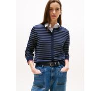 Tommy Hilfiger Damen Cardigan Jersey Stitch Elegant, Mehrfarbig (Dark Night Navy/Ivory Silk STP Gs), XS