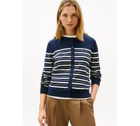 Tommy Hilfiger Damen CO Jersey FINE GG C-NK LS Cardi WW0WW42370 Cardigan Sweater, Blau (Dark Night Navy/Calico Multi STP), 3XL, Blau (Dark Night Navy/Calico Multi STP), 3XL Große Größen