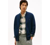 Cardigan TOMMY HILFIGER "FULL MILANO BASEBALL", Herren, Gr. XL, schwarz night navy, Strick, Obermaterial: 50% Baumwolle, 33% Modal, 15% Polyamid, 2% Elasthan, normal normal, Rippbündchen, Strickjacken