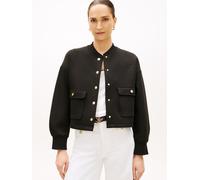 Cardigan TOMMY HILFIGER "GOLD BUTTON BOMBER", Damen, Gr. M (40), schwarz, Strick, Obermaterial: 100% Viskose, unifarben, gerade kurz, Rundhals, Strickjacken, mit Knopfleiste (48449941-M) schwarz