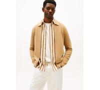 Cardigan TOMMY HILFIGER "SEASONAL STRUCTURE", Damen, Gr. L, safari canvas, Strick, Obermaterial: 100% Baumwolle, regular fit normal, Rippbündchen, Strickjacken, strukturiert, mit Polokragen, regular f