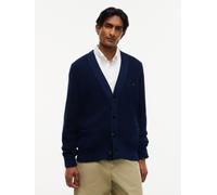 Cardigan TOMMY HILFIGER "WAFFLE STRUCTURE", Herren, Gr. L, blau (carbon navy), Strick, Obermaterial: 100% Baumwolle, normal, V-Ausschnitt, Rippbündchen, Strickjacken, mit modischer Struktur und aufges