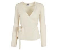 Cardigan URBAN CLASSICS "Urban Classics Damen Ladies Rib Knit Wrapped Cardigan" Gr. XXL, beige (whitesand) Damen Strickjacken (72079759-XXL) whitesand