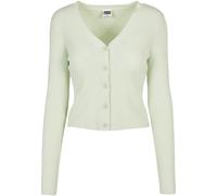 Cardigan URBAN CLASSICS "Urban Classics Damen Ladies Short Rib Knit Cardigan", Damen, Gr. 3XL, grün (lightmint), 35% Polyacryl, 35% Viskose, 30% Polyamid, unifarben, V-Ausschnitt, Strickjacken (351670