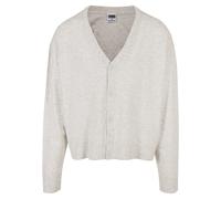 Cardigan URBAN CLASSICS "Urban Classics Herren Eco Mix Boxy Cardigan", Herren, Gr. XL, weiß (lightgrau), 52% Viskose, 28% Polyester, 20% Polyamid, unifarben, oversize, V-Ausschnitt, Strickjacken (3381
