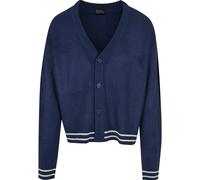Cardigan URBAN CLASSICS "Urban Classics Herren Sporty Boxy Cardigan", Herren, Gr. L, spaceblau, 95% Polyacryl, 5% Polyamid, unifarben, oversize, V-Ausschnitt, Strickjacken (19235906-L) spaceblau